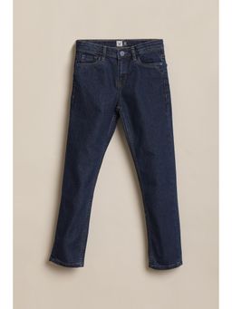 Allen Solly - Navy Blue Solid Slim Jeans
