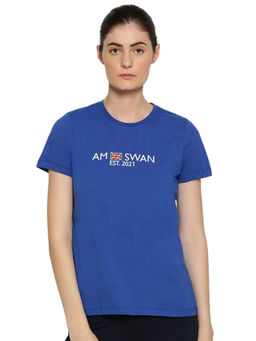 AM SWAN - Womens Cotton Printed Half Sleeve T-Shirts Blue