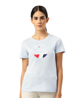 AM SWAN - Womens Cotton Printed Half Sleeve T-Shirts Blue