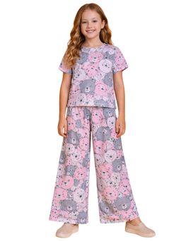 TotzTouch - Pink Printed Regular T-Shirt and Pyjama