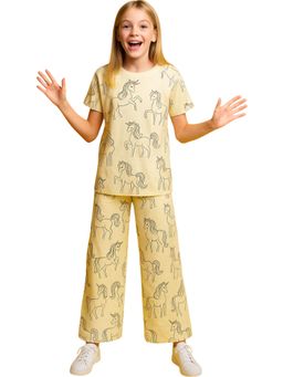 TotzTouch - Yellow Printed Regular T-Shirt and Pyjama