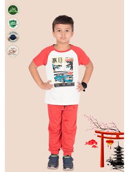 TRESNOVA - Off White Printed Regular T-Shirt and Joggers