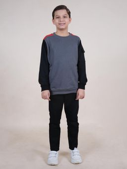 KiddoPanti - Boys Round Neck Sweatshirts with Pocket and Denim Jeans (Set of 2)