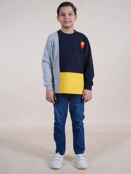 KiddoPanti - Boys Round Neck Cut and Sew Sweatshirts and Denim Jeans (Set of 2)