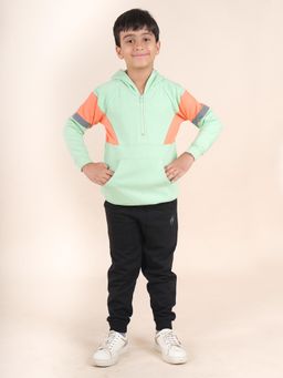 KiddoPanti - Fashion Cut and Sew Hooded Sweatshirt and Solid Joggers (Set of 2)
