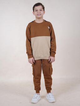 KiddoPanti - Boys Round Neck Cut and Sew Sweatshirts and Cargo Joggers (Set of 2)