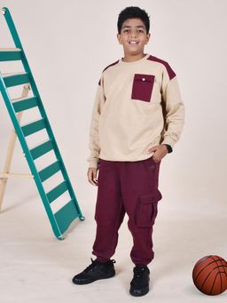KiddoPanti - Boys Drop Shoulder Round Neck Sweatshirts and Cargo Joggers (Set of 2)