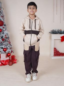 KiddoPanti - Boys Front Zip Hooded Sweatshirt and Cargo Track Pant (Set of 2)