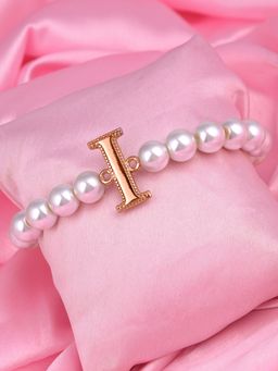 Estele - Rose Gold Plated Incredible I Letter Pearl Bracelet for Women
