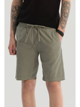 Snitch - Olive Solid Cotton Shorts