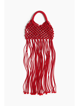H&M - Women Red Fringed net handbag