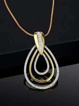 Estele - Gold and Rhodium Plated Multi Drop Designer Pendant with Crystals for Women