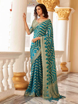 Tikhi Imli - Ready To Wear Blue Colour Art Silk Jacquard Saree with Unstitched Blouse