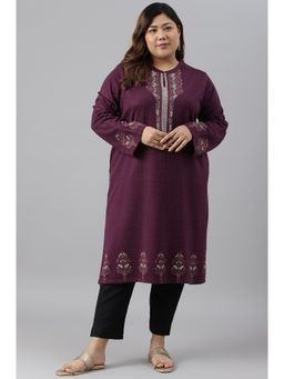W - Purple Floral Winter Kurta