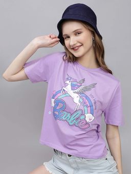 Free Authority - Official Barbie Printed Regular Fit Tshirt For Women