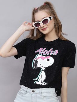 Free Authority - Official Peanuts Printed Regular Fit Tshirt For Women