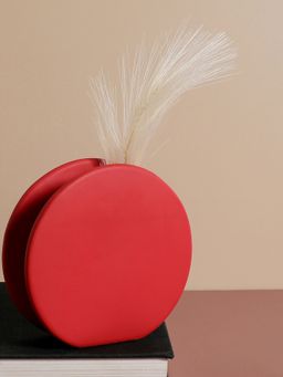 Bonhomie - Red Solid Round Ceramic Vase