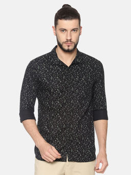 SHOWOFF - Cotton Black Floral Casual Slim Fit Shirt