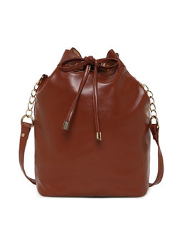 KLEIO - Brown Stylish Solid Bucket Sling Bag