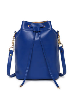 KLEIO - Navy Blue Stylish Solid Bucket Sling Bag