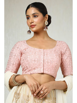 Soch Pink Georgette Embroidered Sequins Padded Stitched Blouse