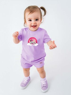Nautinati Pack of 2 Disney Print Pink and Orange T-shirts for Girls