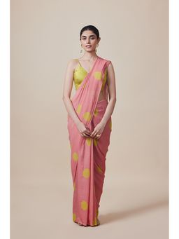 Dressfolk - Morning Drizzle Saree Without Blouse - Pink