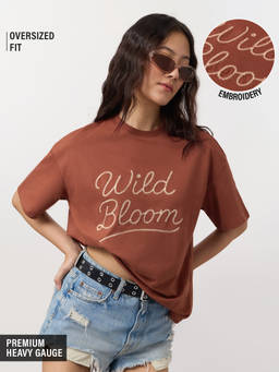 The Souled Store - Wild Bloom Embroidered Women Oversized T-Shirt