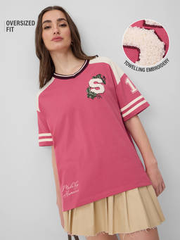 The Souled Store - Soul Squad Embroidered T-Shirt Women Oversized T-Shirt