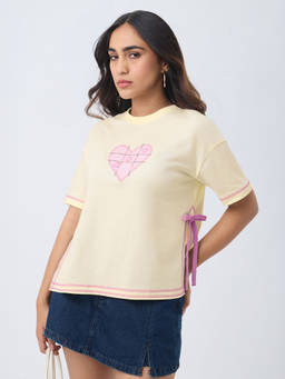 The Souled Store - Tic-Tac-Toe Embroidered T-Shirt Women Oversized T-Shirt