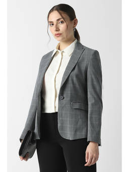 Van Heusen - Women Grey Check Blazer