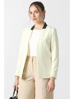 Van Heusen - Women Cream Solid Blazer