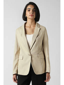 Van Heusen - Women Beige Solid Blazer