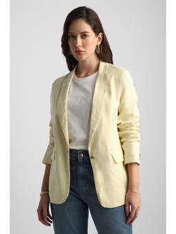 Van Heusen - Women Yellow Solid Blazer