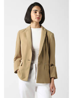Van Heusen - Women Beige Solid Blazer