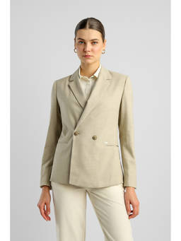 Van Heusen - Women Beige Solid Blazer