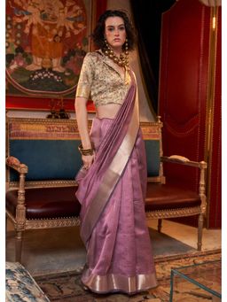 Mysilklove - Pharlap Purple Chiffon Silk Saree with Unstitched Blouse