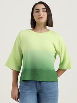 United Colors of Benetton - Green Boat Neck Ombre Top