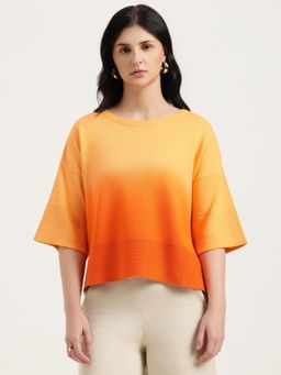 United Colors of Benetton - Orange Boat Neck Ombre Top