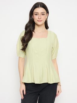 Madame - Light Green A-Line Solid Top