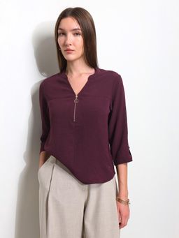 U.S. POLO ASSN. - Mauve Textured Front Zip Top