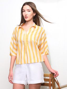 U.S. POLO ASSN. - Yellow and White Striped Top
