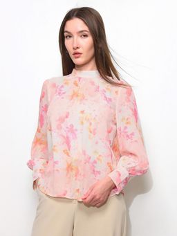 U.S. POLO ASSN. - Pink High Neck Floral Printed Top