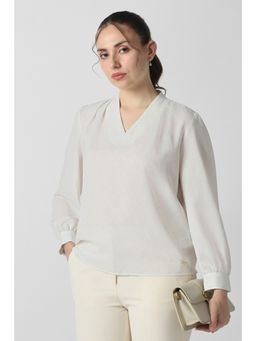 Van Heusen - Women White Printed V Neck Top