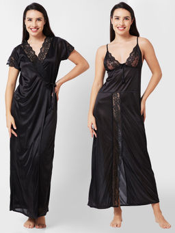 FashionRack - Women Comfort Nightdress Black (Set of 2)