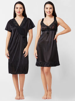 FashionRack - Women Comfort Nightdress Black (Set of 2)