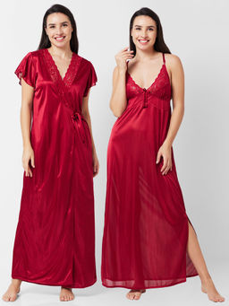 FashionRack - Women Comfort Nightdress Maroon (Set of 2)