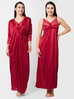 FashionRack - Women Comfort Nightdress Maroon (Set of 2)