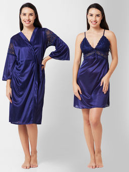 FashionRack - Women Comfort Nightdress Navy Blue (Set of 2)