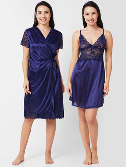 FashionRack - Women Comfort Nightdress Navy Blue (Set of 2)